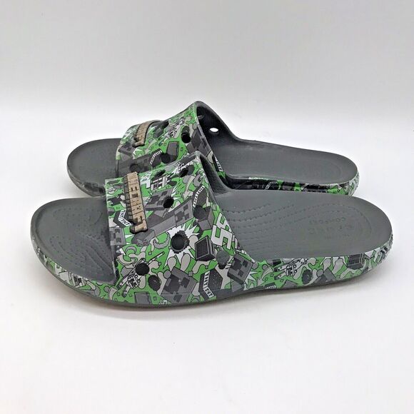 Crocs x Minecraft Iconic Comfort Sandals Men's 5 Women's 7 Gray Classic Slides - Picture 1 of 11